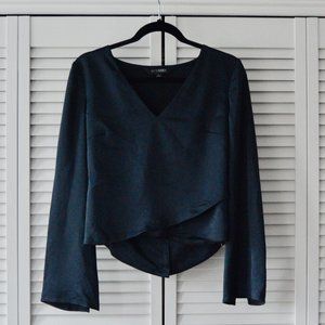 Intermix Size Medium Satin Blue Blouse with Back Cutout | Size Medium